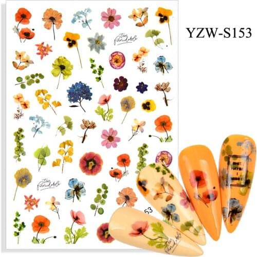 3D Stickers for Nails Spring Summer Self-adhesive Sticker Flowers Sunflower Grass Nail Art Decorations Nail Foil Accessories