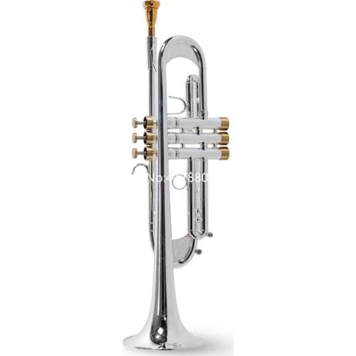 New Arrival LT197GS-77 Trumpet B Flat silver-plated High Quality musical instrument With Case Free Shipping
