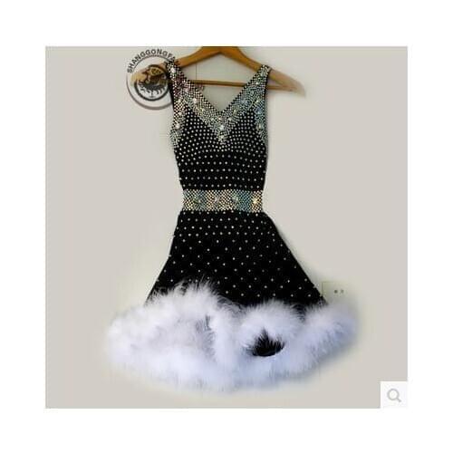 New style Latin dance costume Deep V neck diamond latin dance competition dresses for women child latin dance dresses S-4XL