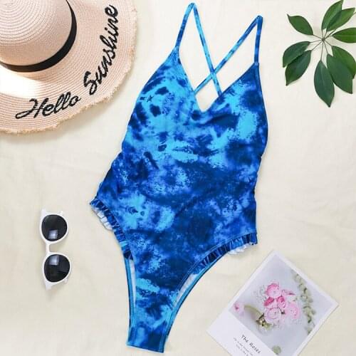 Cross Back Sexy Bodysuit Floral Patchwork Print Womens Swimwear 2021 V Neck One-Piece Suits High Waist Swimsuit New Bath Suit