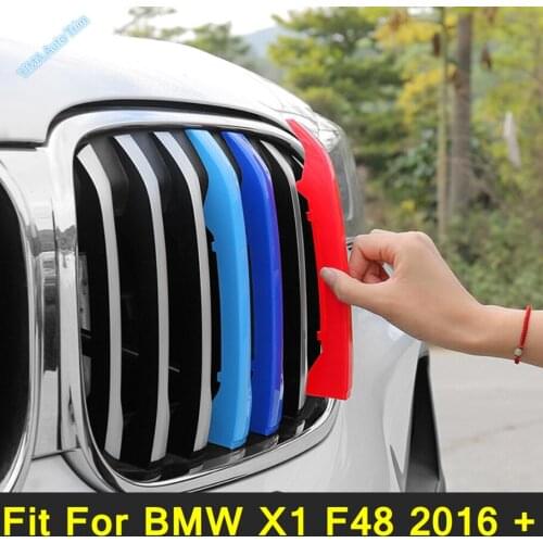 Lapetus Auto Front Bumper Grill Cover Inserts Racing Grille Trims 3PCS For BMW X1 F48 2016 - 2021 Plastic Accessories Exterior