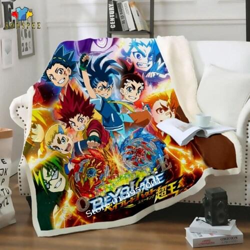 SONSPEE Anime Beyblade 3D Printed Plush Fleece Blanket Fashion Funny Child Soft Thin Quilts Home Washable Duvet Sherpa Blankets