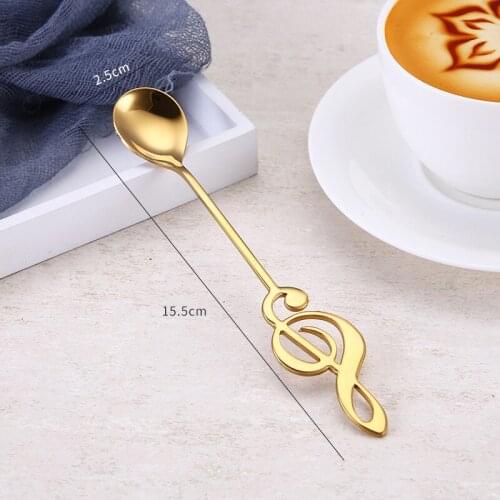 Durable Stainless Steel Spoon Note Shape Stylish Dessert Spoon Kitchen Supplies EIG88