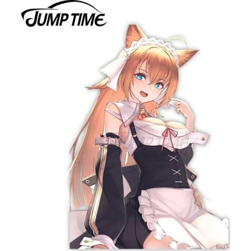 Jump Time 13cm x 8.6cm Car Sticker Sexy Cat Anime Girls Decals Personality Laptop Trunk SUV JDM Waterproof Vinyl Car Decor