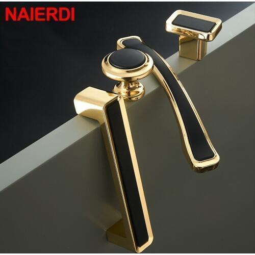 NAIERDI Zinc Alloy Black Gold Cabinet Handles Pulls Light luxury Furniture Handle Fashion Nordic Style Kitchen Cabinet Handles