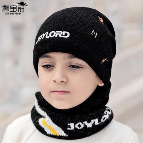 New childrens parent child woolen hat embroidered letter autumn winter knitted hat boys hat