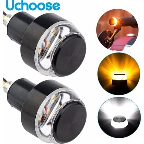 Motorcycle LED Handlebar End Turn Signal Light DC 12V White Yellow Blue Red Flasher Handle Grip Blinker Side Marker Hand Lamp
