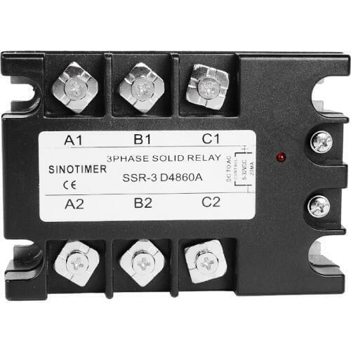 3 Phase Solid State Relay 80DA AC Output 3-32V DC to 30-480V AC 60A 100A Module Switch Relay relais DC-AC D4860A & plastic cover