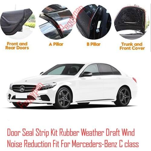 Door Seal Strip Kit Self Adhesive Window Engine Cover Soundproof Rubber Weather Draft Wind Noise Reduction For Mercedes C class