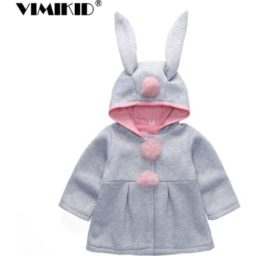 VIMIKID 2017 new winter The rabbit ears hooded jacket Han edition girls coat cute cotton a undertakes