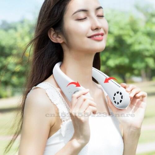 Hanging Neck Small Fan 3-speed Adjustable Silent Fan 48-hole Bladeless Natural Wind Long Standby Portable Outdoor Sports Fans
