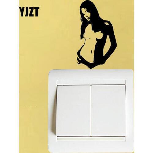 YJZT Hot Girl Sticker Adult PinUp Funny Arts Vinyl Switch Sticker Room Home Wall Decal Black 8SS-2732
