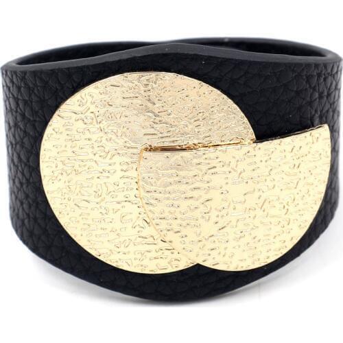 Geometric Red Neon Big Girl Bracelets for Women Black PU Leather Bracelets Women Fashion Girl Bangle Female Summer Beach Jewelry