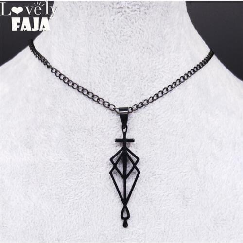 2021 Lovely FAJA Cross Stainless Steel Black Neckless for Women Black Gothic Necklaces Pendants Jewelry collares mujer N4126S01