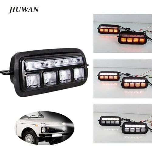 1 Pair Auto Daytime Running Light Turn Signal for Lada Niva 4X4 1995 LED 12V DRL Warning Stop Lamp Fog Light Car Accessories