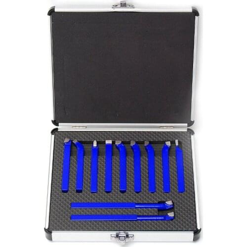 11PCS Welding Turning Tool Holder, 8mm Metal Carbide CNC Lathe Tools Carbide Brazed Tipped Cutter Tool Bit Cutting Set Kits