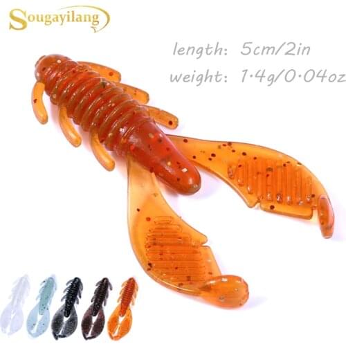 Sougayilang 15pc Soft Lures 5cm Jigging Lures Silicone Worm Soft Fishing Baits Shrimp Bass Carp Artificial Tackle