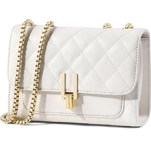 2021 New Genuine Leather Fashion Flap Bags For Women Luxury Brand Designer Shoulder Bag Temperament Messenger Bags Beige Black