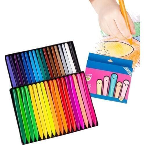 36 Colors Bright Color Creative Triangle Crayon Color Brush Set Children Plastic Wax Crayon Art Supplies Birthday Gift