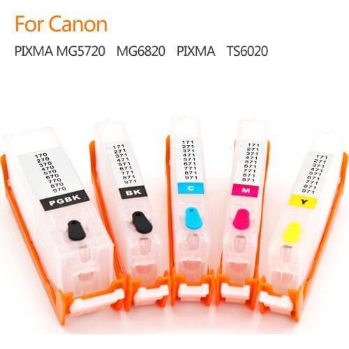 5 colors PGI-270 CLI-271 Refillable Ink cartridges for Canon PIXMA MG5720/5721/5753/6820/6821/6822 TS6020/5020 with ARC chips