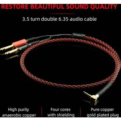 YYAUDIO Gold Plated 3.5mm to 2x 6.35mm Audio Cable Mono Y-Cable Splitter Cord for iPhone, iPod, Computer Sound Cards, CD Player