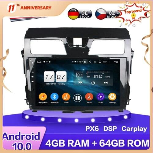 For Nissan Tenna 2013 - 2015 Android 10.0 PX6 Car Multimedia DVD Player 4+64GB Auto GPS Navigation Stereo radio DSP Carplay WIFI