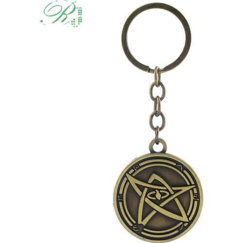 RJ Cthulhu Mythos Key Chains High Quality Bronze God Yog Sothoth Star System COC TRPG The Elder Sign Men Keyring Cosplay Jewelry