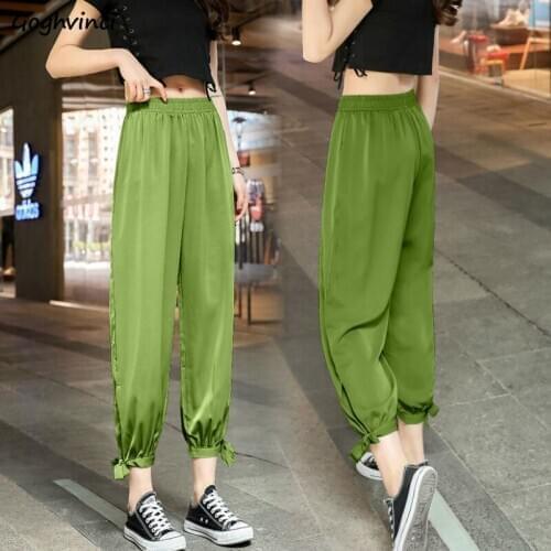 Pants Women Solid Bundle Simple Loose Summer Breathable Chic Hip-hop Harem Trousers Womens Korean Style Harajuku Streetwear New