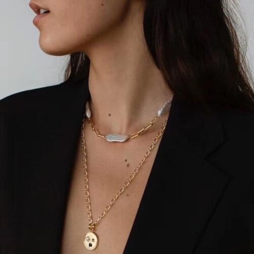 Amorita boutique trendy women chain natural pearl necklace