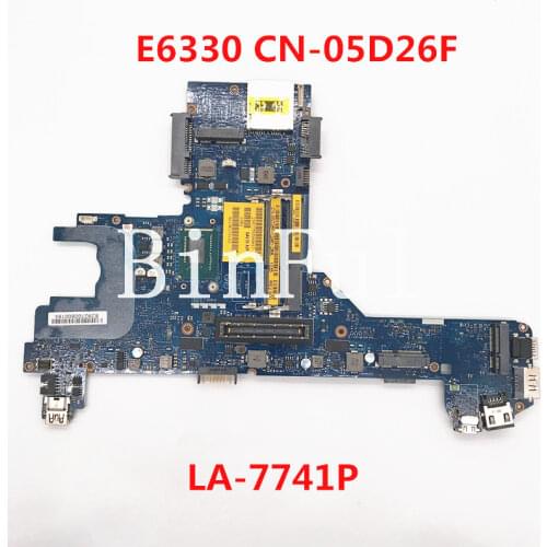 For Latitude E6330 Laptop motherboard CN-05D26F 05D26F 5D26F QAL70 LA-7741P With SR0N2 I3-3110M CPU QM77 DDR3 100% full Tested