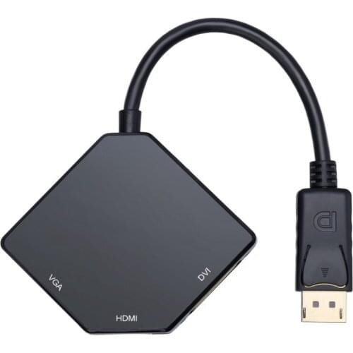 DisplayPort DP to HDMI DVI VGA 3 in 1 Converter 4K HD for Computer Projector Notebook Laptop