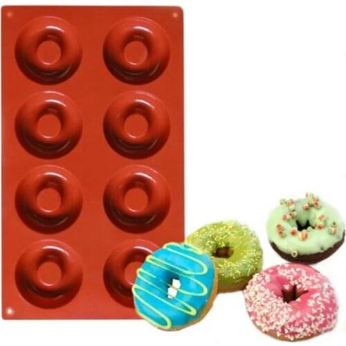 8 Grid Donut Mold Silicone Non-stick Baking Tray Donuts Maker Forms Kitchen Pastry Biscuit Chocolate Cake Dessert Bakeware Tools