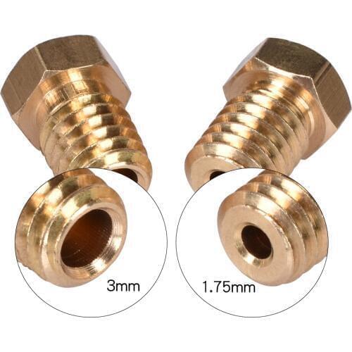 5pcs 3D printer nozzle V6 V5 j head brass nozzle 0.2 0.25 0.3 0.4 0.5 0.6 0.8 1.0mm For 1.75/3.0mm Filament Extruder nozzle