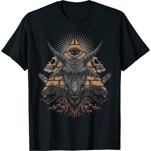 Baphomet Goat Head Devil Sigil Snakes Head Skulls Pyramid T-Shirt
