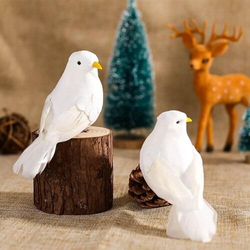 Artificial White Pigeon Craft 12pcs DIY Artificial Bird White Feather Ornaments Simulation Foam for Wedding Decor Party