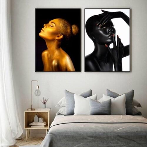 Contemplator Black African Nude Woman Oil Painting on Canvas Posters and Prints Scandinavian Wall Art Picture for living room
