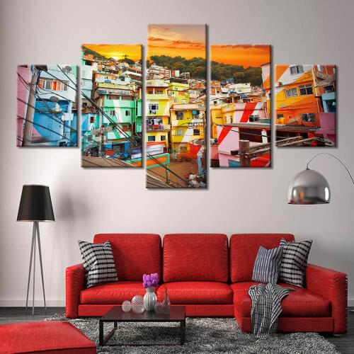 Canvas Painting Wall Art Pictures Frame home Decoration 5 Piece Favelas Rio De Janeiro Brazil Poster Home Décor