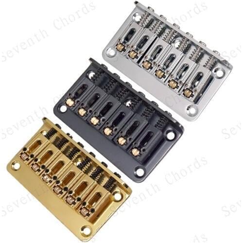 A Set 78MM 6 String Roller Saddle Electric Guitar Bridge Top Load Or Strings Through Body Gold Chrome Black Guitar Accessories
