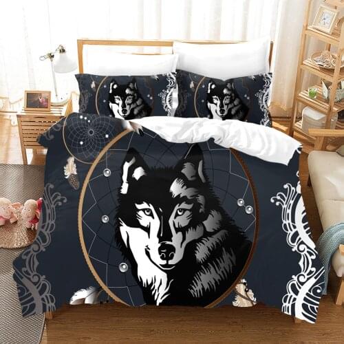Fashion Wolf Bedding Set Aniaml Printing Duvet Cover Set Queen Comforter Bed Cover Set 2/3pcs Luxury Bedclothes Decoe Home 001