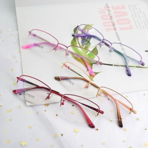 Lady Little Face Half Frame Delicate Goddess Eyeglass Frame Ultra Light Pure Titanium Myopic Old Flower Glasses Glass Frame