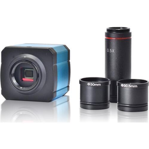 2K 21MP HD 1080P 60FPS HDMI USB Industrial Camera TF Card Digital Video Microscope+0.5X Eyepiece Adapter 30mm/30.5m Ring