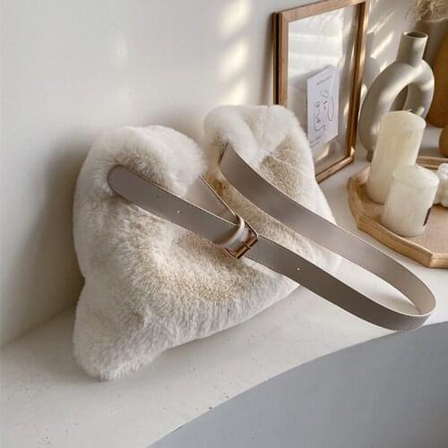 Fashion Plush Shoulder Bag For Women Cute Handbags Luxury Faux Fur Lady Messeneger Bag Large Capacity Tote Purses 2020 Winter