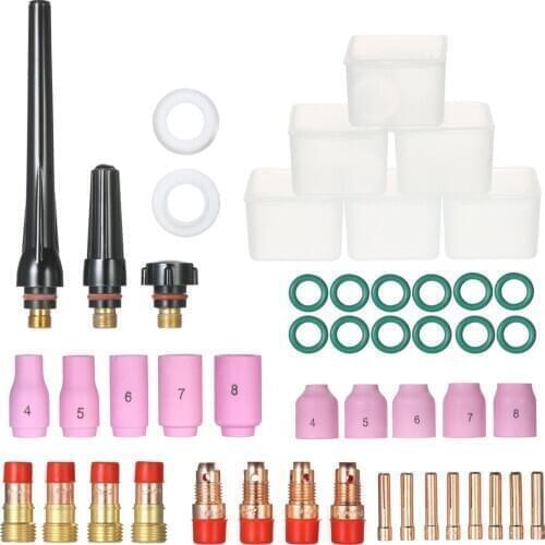 49PCS TIG Welding Torch Stubby Gas Lens #10 Glass Cup Kit for WP-17/18/26 Complete kit of Tig welding Accessories