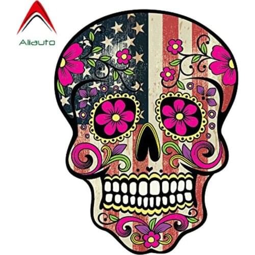 Aliauto Cover Scratch Car Sticker Mexican Sugar Skull Automobile Styling Reflective PVC Decal for Seat Nissan Suzuki,10cm*13cm