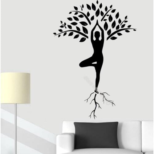 Yoga pose Tree Styling Wall Decals Nature Murals Large Tree Silhouette Meditation Yoga Zen Mural Wall Decor Art Stickers EA258