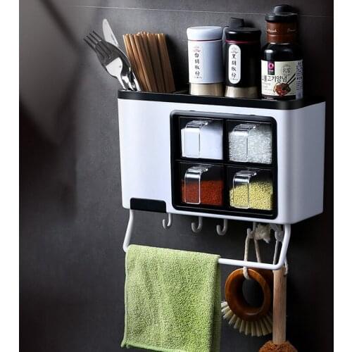 Wall Mounted Household Storage Box Dispenser Plastic Modern Design Kitchen Organizers Spice Groceries Potes De Cozinha Container