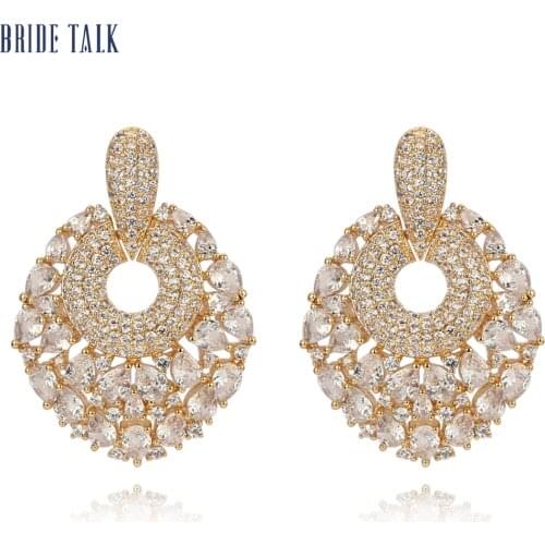 Bride Talk New Arrival Luxury Hollow Dangle Earrings For Women Fashion Wedding Gift Cubic Zirconia Bridal Jewelry Accessories