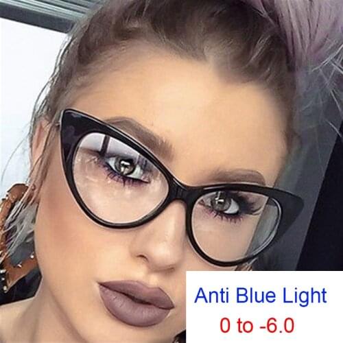New Sexy Cat Eye Myopia Glasses Women Transparent Eyewear Brand Designer Vintage Clear Eyeglass Optical Frame Graduation Glasses