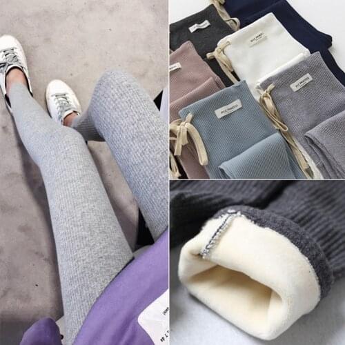 Pregnant womens Autumn winter thickening pregnant womens Leggings threaded cotton Plush thickened pants abdominal pants