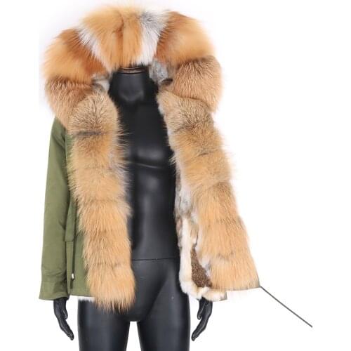 7XL Short Men Parka Winter Natural Rabbit Fur Liner Real Fox Fur Collar Hood Thick Warm Fashion Outerwear Streetwear Coat